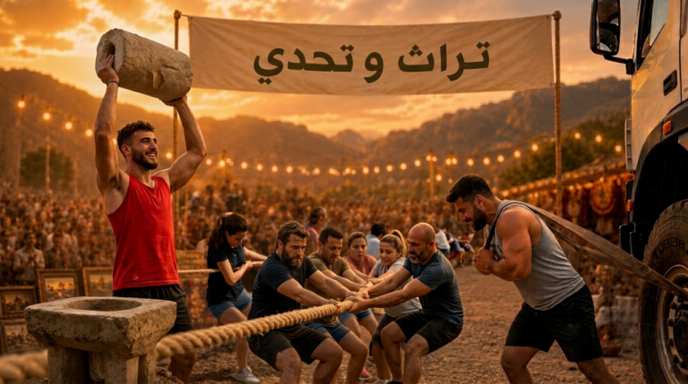 حمل الأجران، شد الحبال، تحديات تقليدية شعبية، ومنافسات لاستعراض القوة واللياقة البدنية في حدث تراثي استثنائي في الشوف